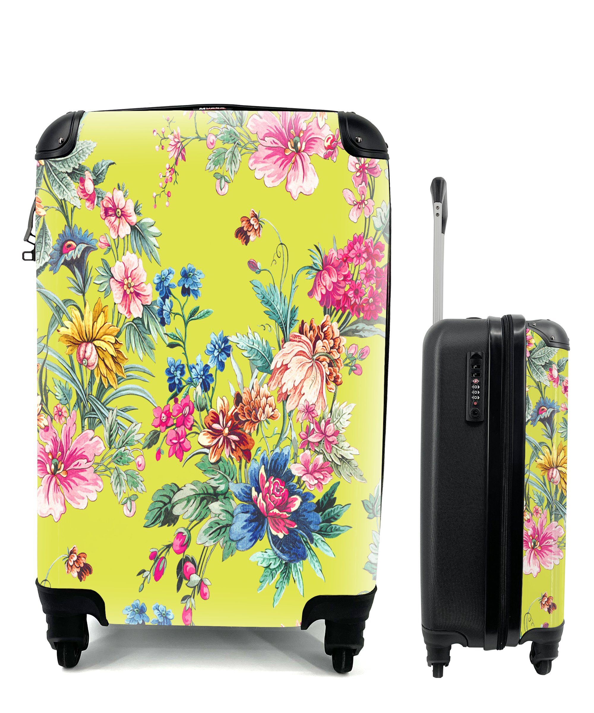MuchoWow Handgepäckkoffer Blumen - Farben - Pastell, 4 Rollen, Reisetasche mit rollen, Handgepäck für Ferien, Trolley, Reisekoffer