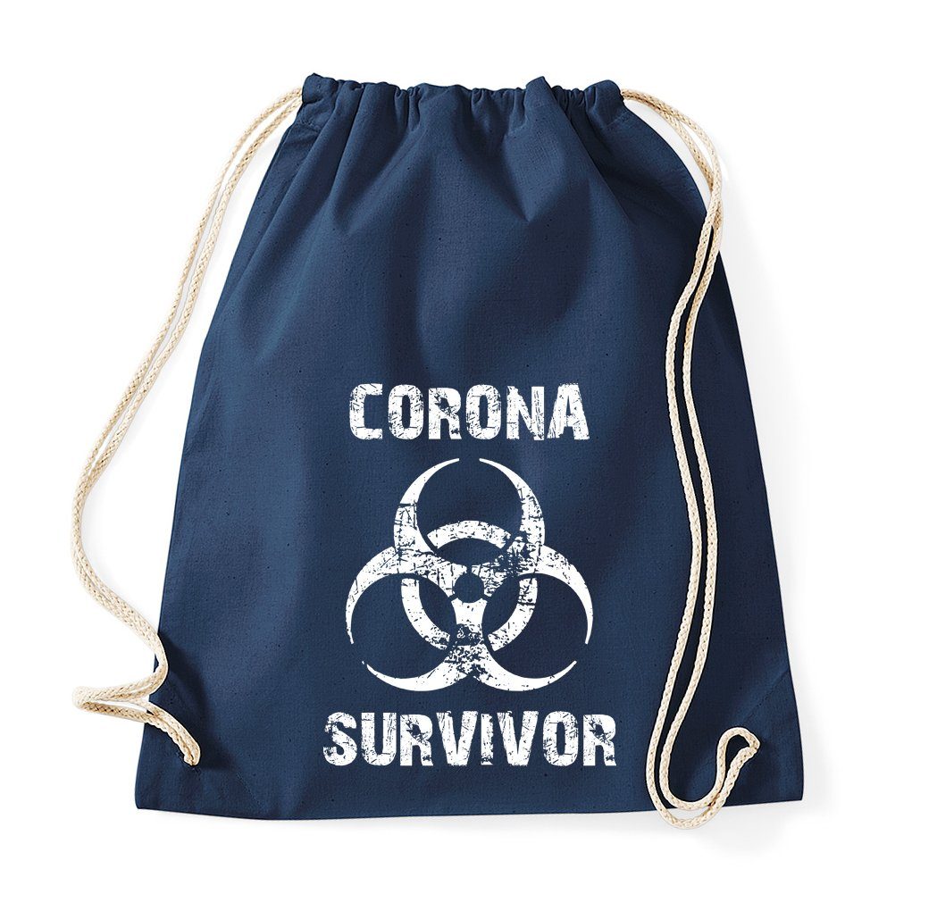 Tasche mit Designz Print Youth modischem Corona Baumwoll Turnbeutel, Survivor Navy Turnbeutel