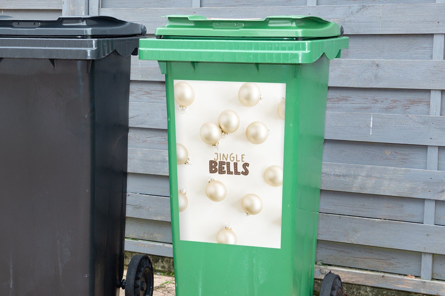 MuchoWow Wandsticker Weihnachtskugeln - Abfalbehälter Perle Container, Mülltonne, - Sticker, (1 Mülleimer-aufkleber, Weiß St)