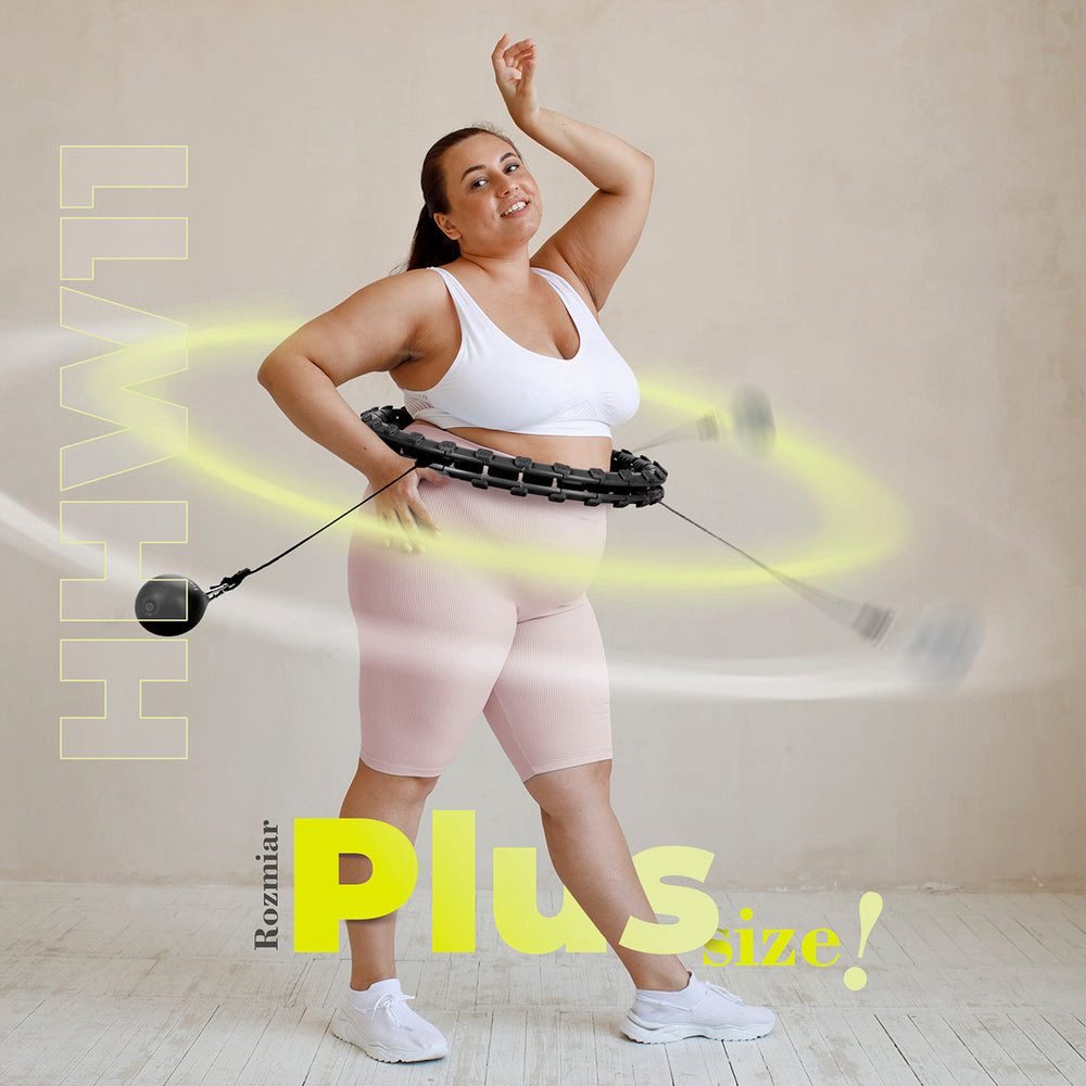 HMS Hula-Hoop-Reifen Fitnessreifen Taillentrainer Bauchtrainer (Spar-Set, 1-tlg., 48 cm verstellbar), Plus Size, 26 Elemente, Schwerkraftball, Massage