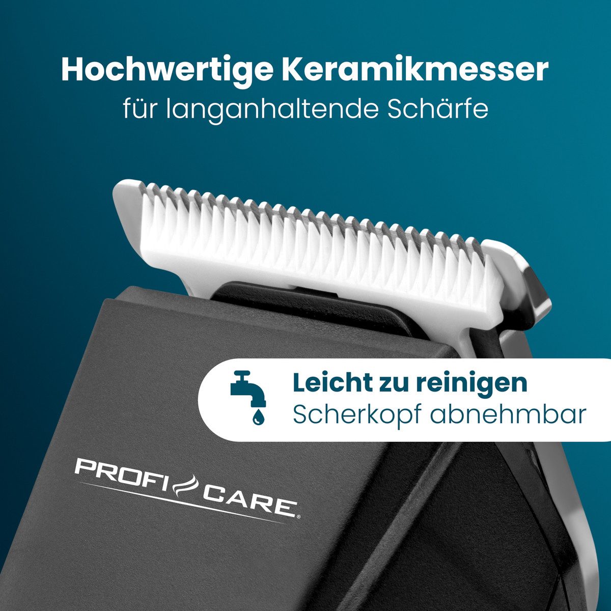 ProfiCare Haar- und Bartschneider PC-HSM/R 3131, Haarschneidemaschine 1-20mm, Keramik-Scherkopf