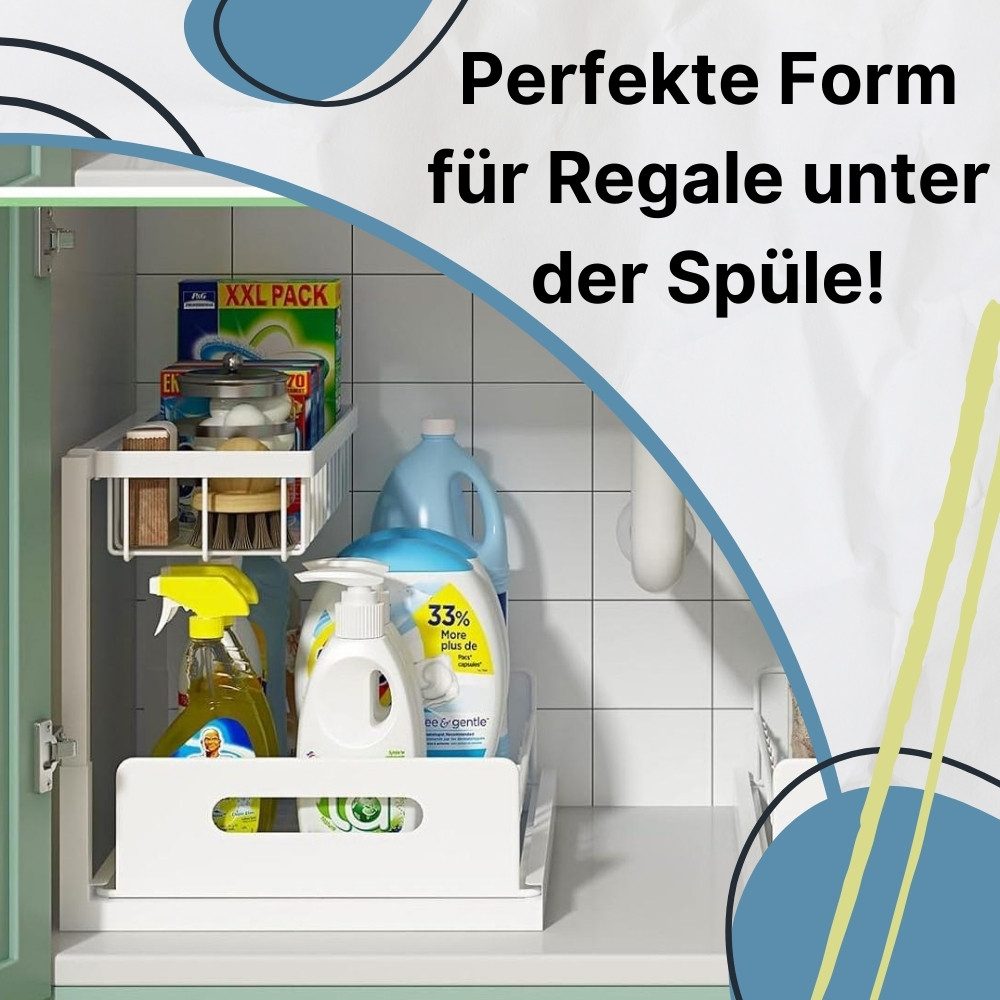 GarPet Küchenregal Spülschrank Organizer schmal Küche Metall Gewürzregal Badezimmer weiß – Bild 3 von 5