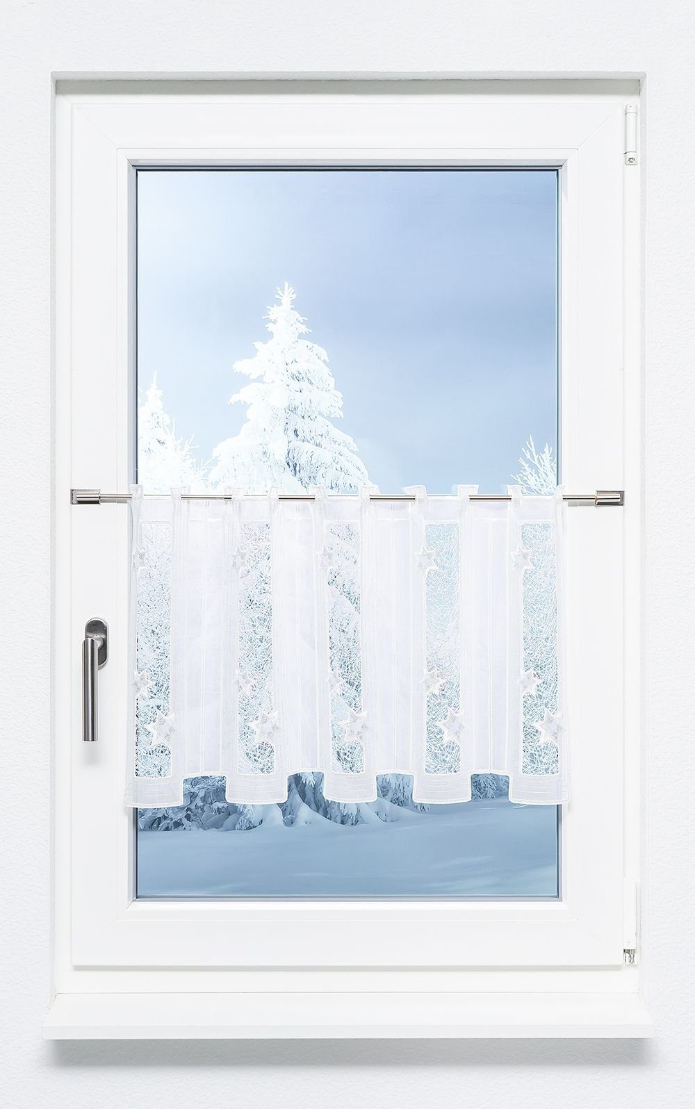 Plauener Spitze® Scheibengardine Sternenstaub (1 St), transparent, HxB 40x4 günstig online kaufen