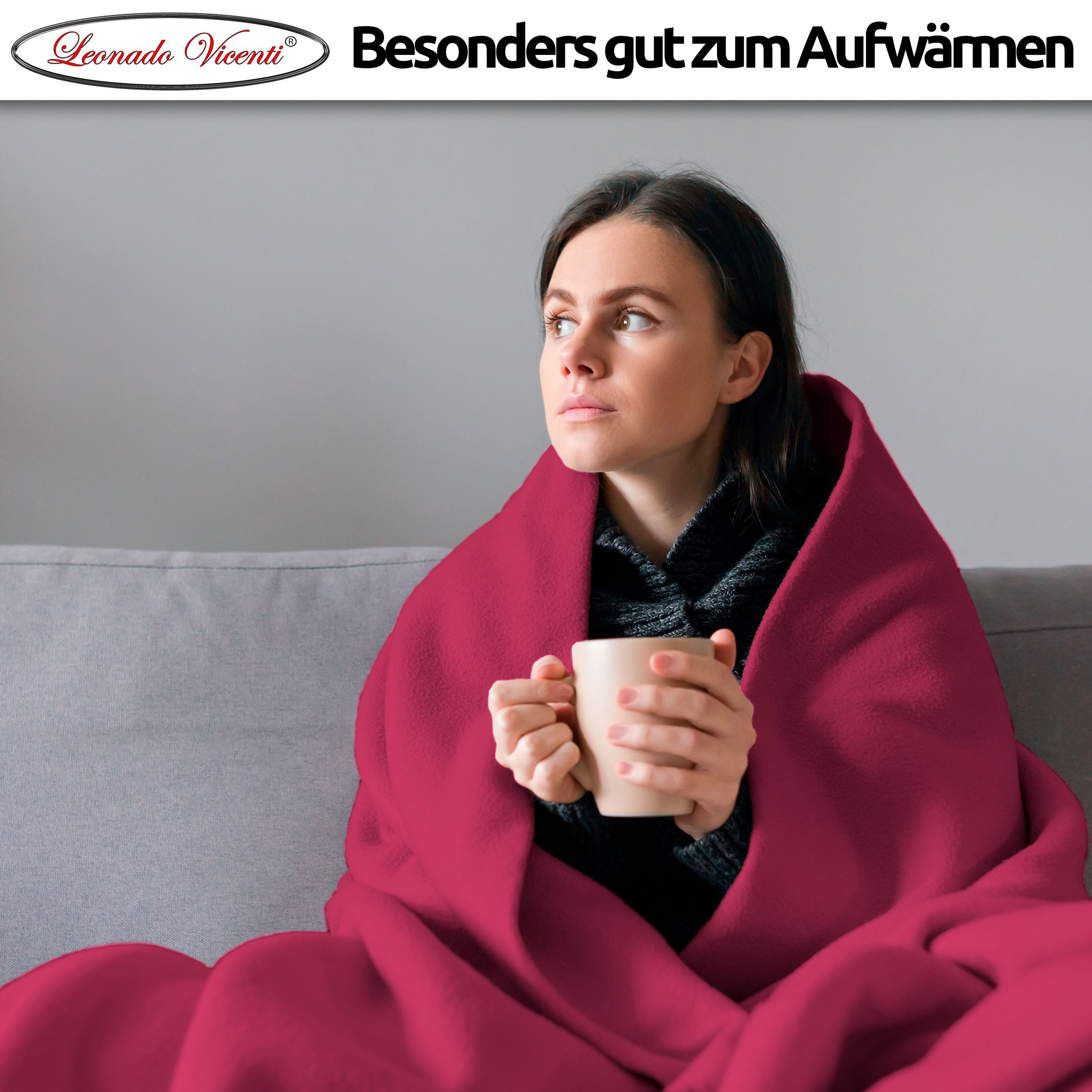 Wohndecke kuschelig warm 150x200, 220x240 oder 270x230, Leonado Vicenti, Kuscheldecke flauschig weich, Einfarbig – Bild 5 von 5