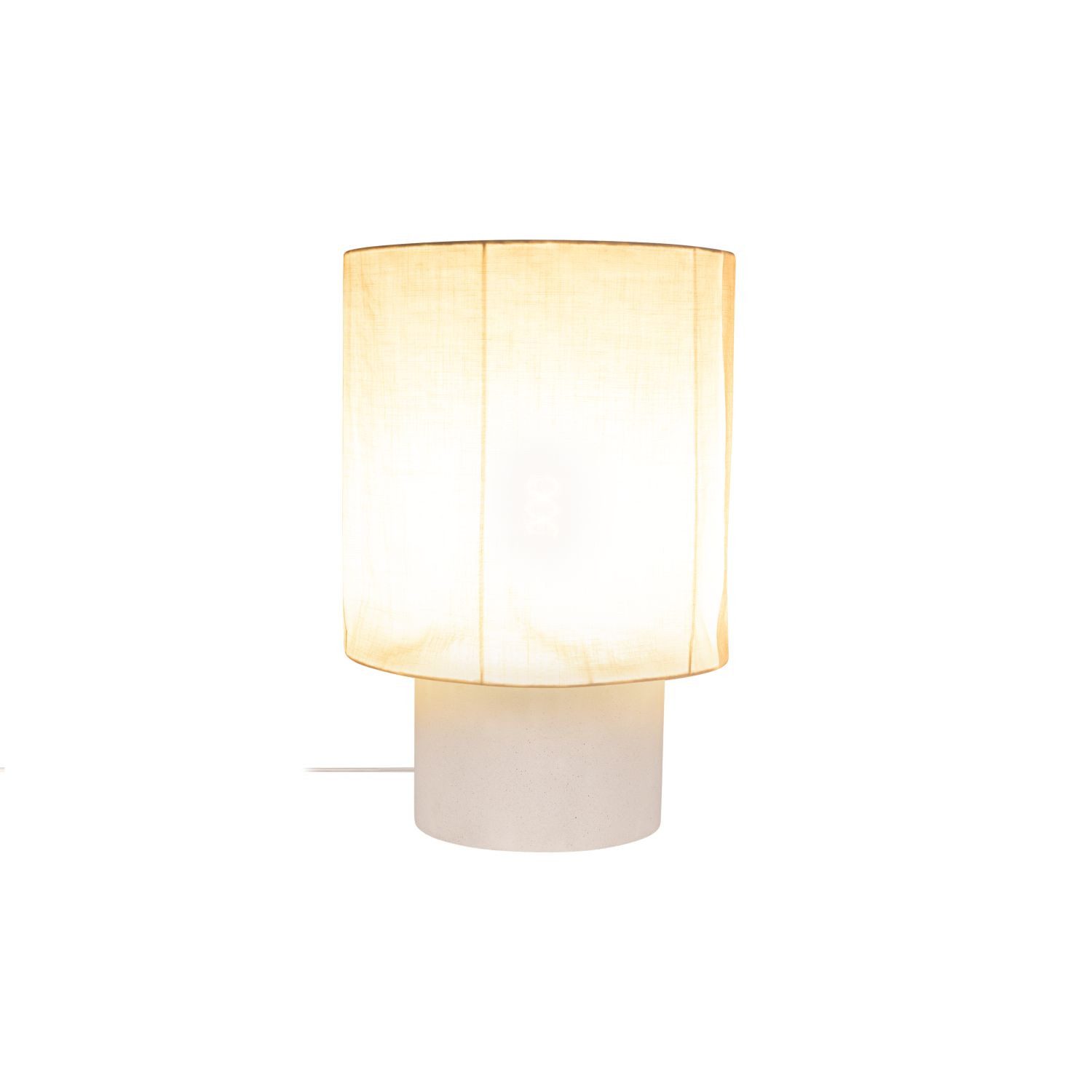 Licht-Erlebnisse Nachttischlampe MAREL, ohne Leuchtmittel, Stoff Beton rund D: 35 cm 50 cm Weiß E27 Landhausstil