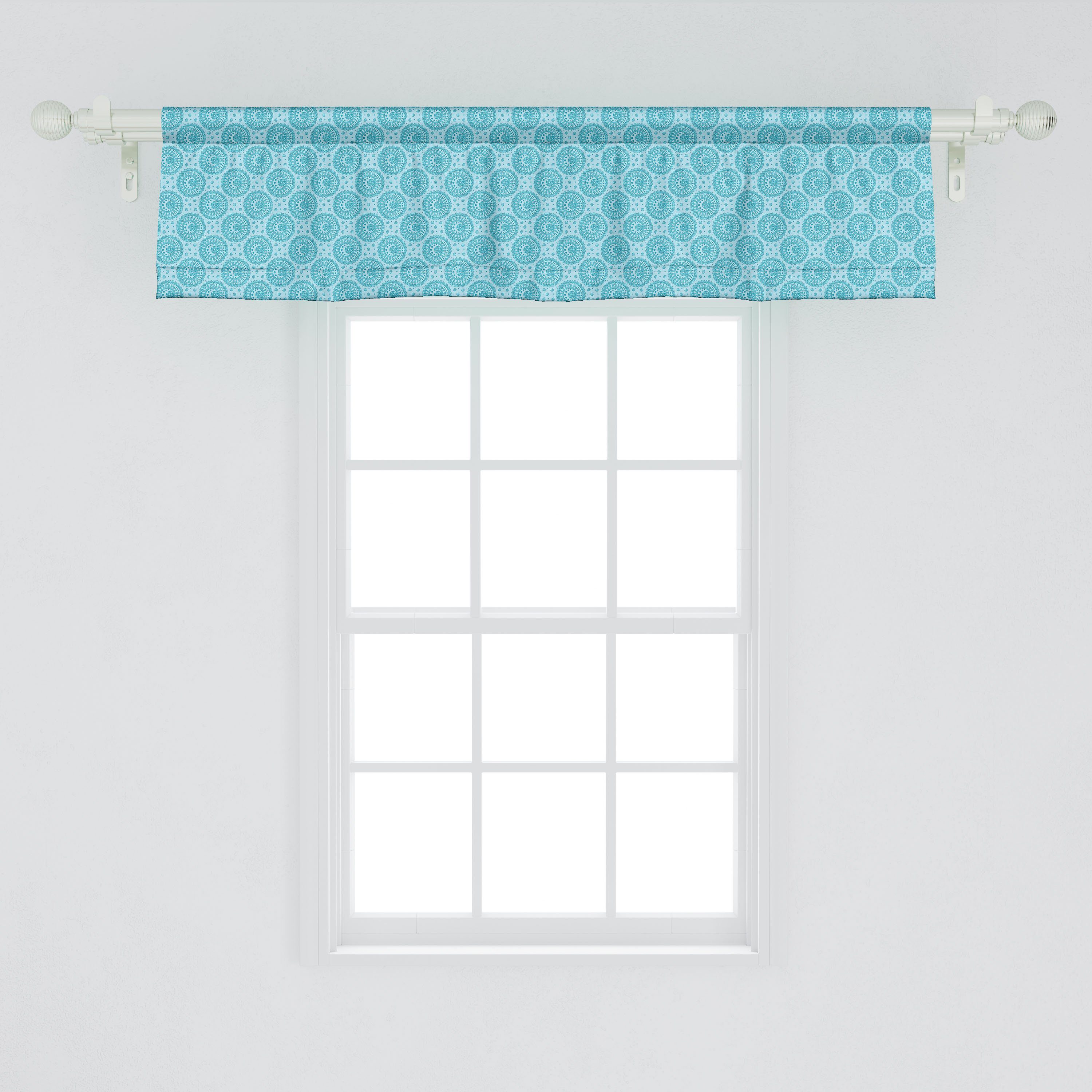 Küche Volant Vorhang für Cosmos Stangentasche, Mandala Microfaser, Oriental Scheibengardine Dekor Symbole Schlafzimmer Abakuhaus, mit
