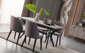 JVmoebel Esszimmerstuhl Komplette Esszimmerstühle Stühle Küchenstühle 6tlg Holzstühle Grau (6 St), Made in Europa