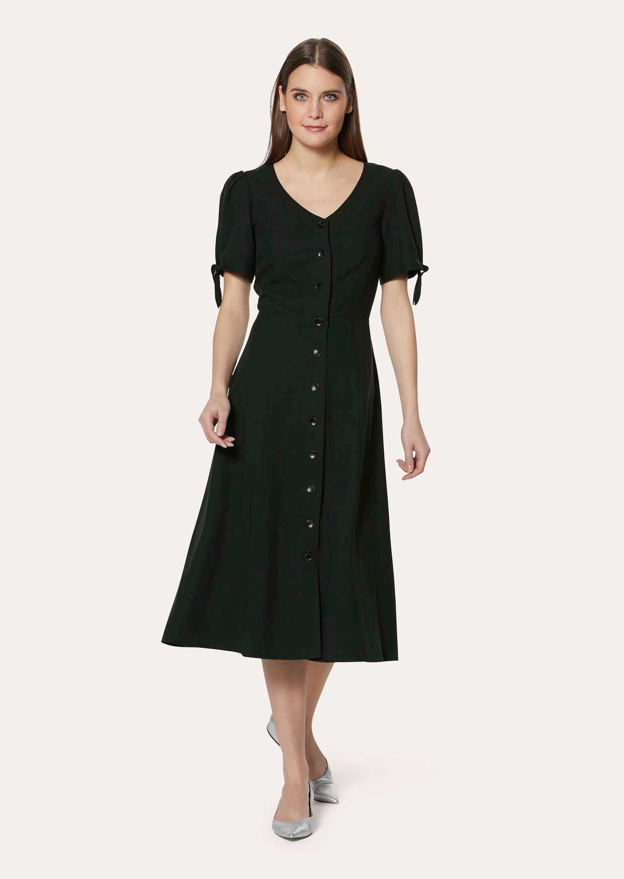 MADELEINE Maxikleid Viskosekleid mit V-Ausschnitt, Kurzarm Tailliertes Midi günstig online kaufen