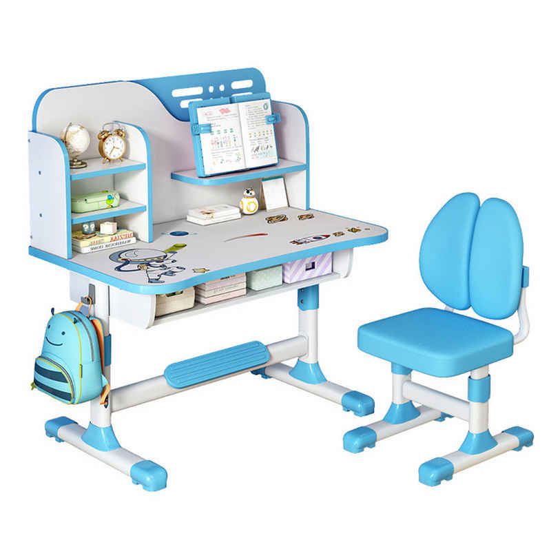 Rutaqian Kindertisch Höhenverstellbarer Kinderschreibtisch und Stuhl Set, Schreibtisch Kinder mit Stuhl und Schublade inkl.