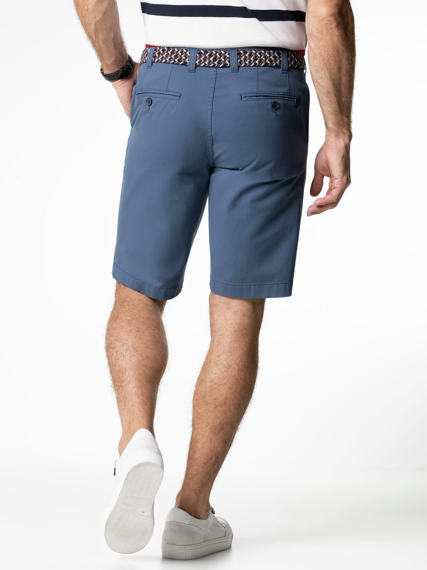Walbusch Bermudas Herren Stretchbund Bermudas Regular Fit bügelfrei mit Flechtgürtel Comfort-Bund (ca. 6 cm Dehnreserve), Hemdenstopper, Sicherheitstasche