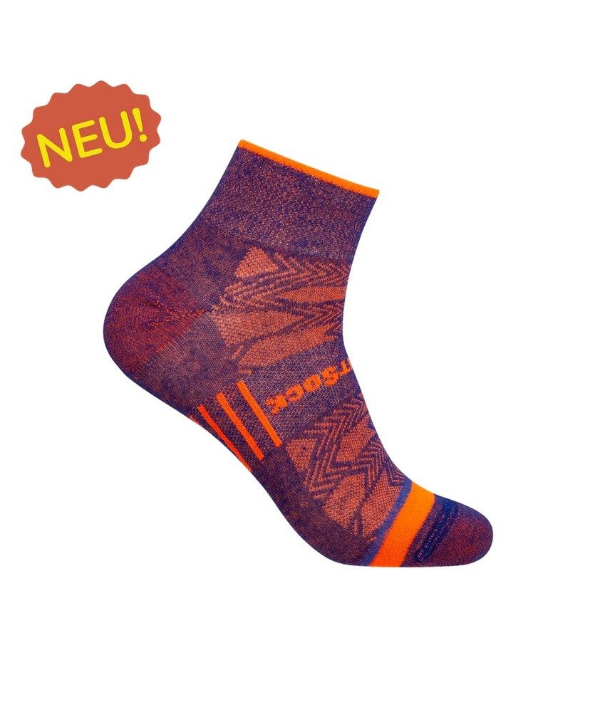 Wrightsock Sportsocken Quarter Coolmesh II (dünn, atmungsaktiv, bequem) orange/royalblau