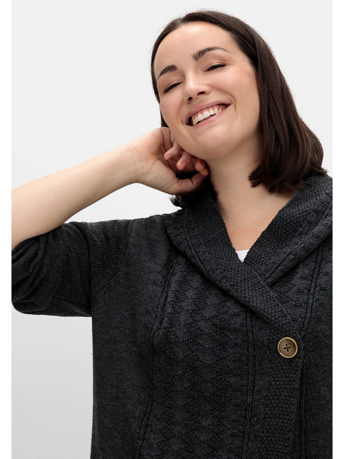 sheego by Joe Browns Cardigan Große Größen mit Kapuze und Knopfverschluss