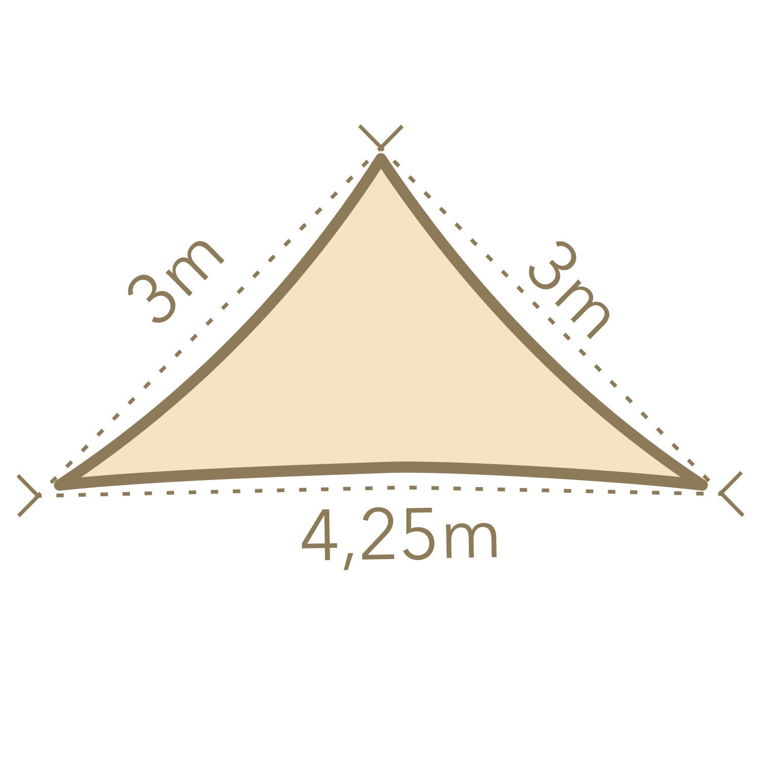 anndora Sonnensegel 3x3x4,25 m dreieckig 100% Polyester beige, wasserdichter Stoff