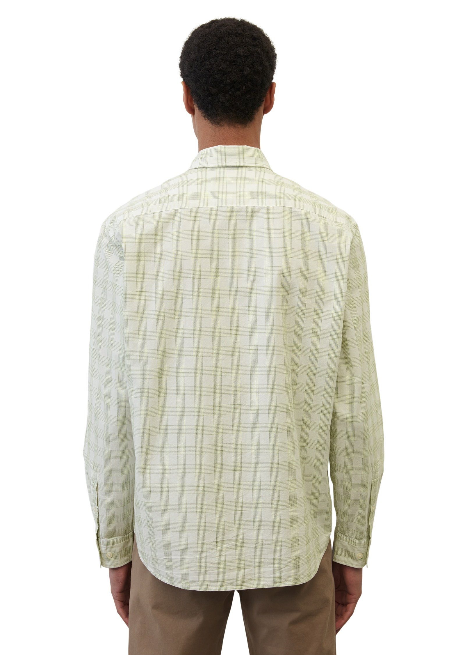 Langarmhemd grün O'Polo Marc Bio-Baumwoll-Popeline aus
