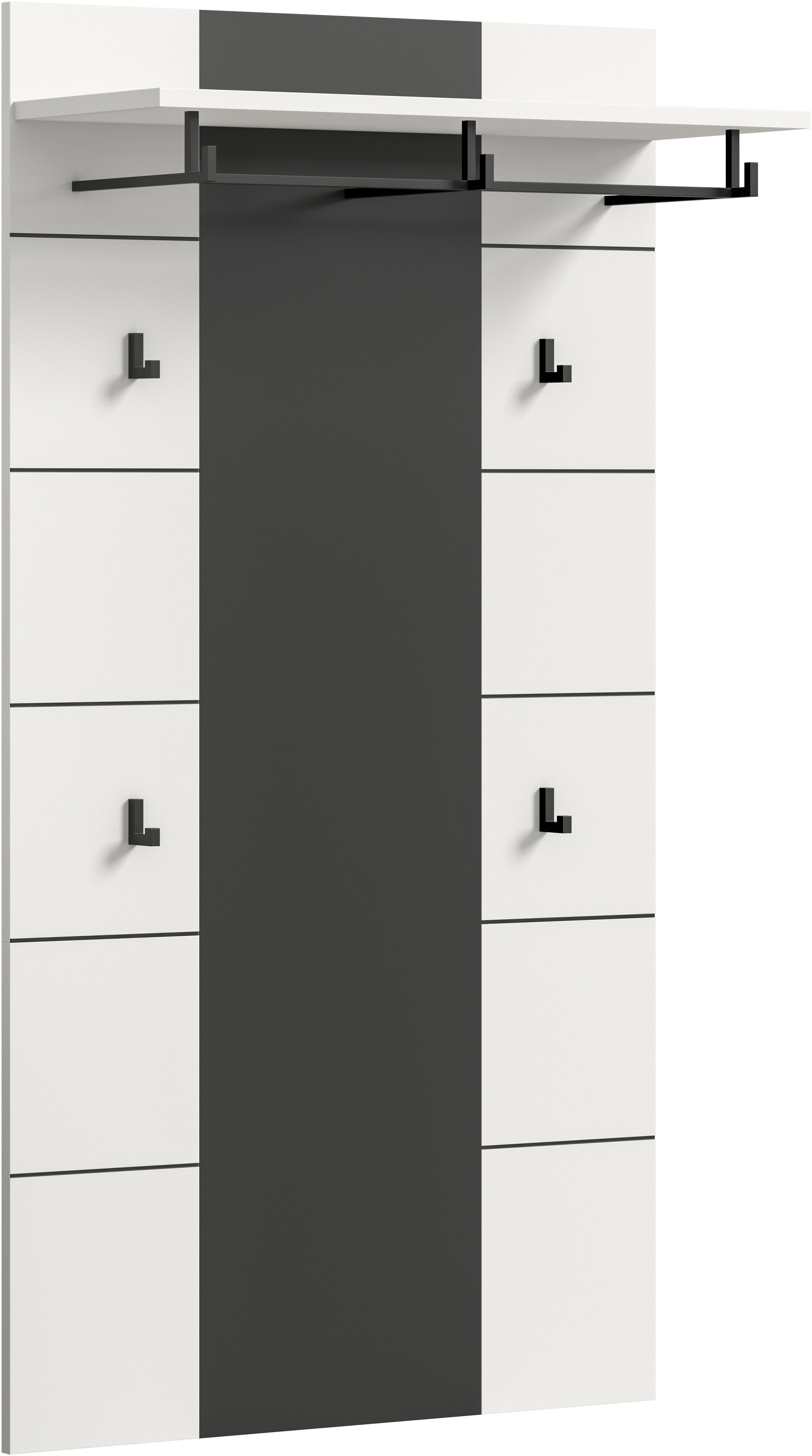 Home affaire Garderobenpaneel REHAT, TOPSELLER!, Höhe 145 cm, Hutablage, 4 Haken, Garderobenstange (1 St., in verschiedenen Farben erhältlich), Paneel, Wandboard, Garderobe, Garderobenleiste, Garderobenboard