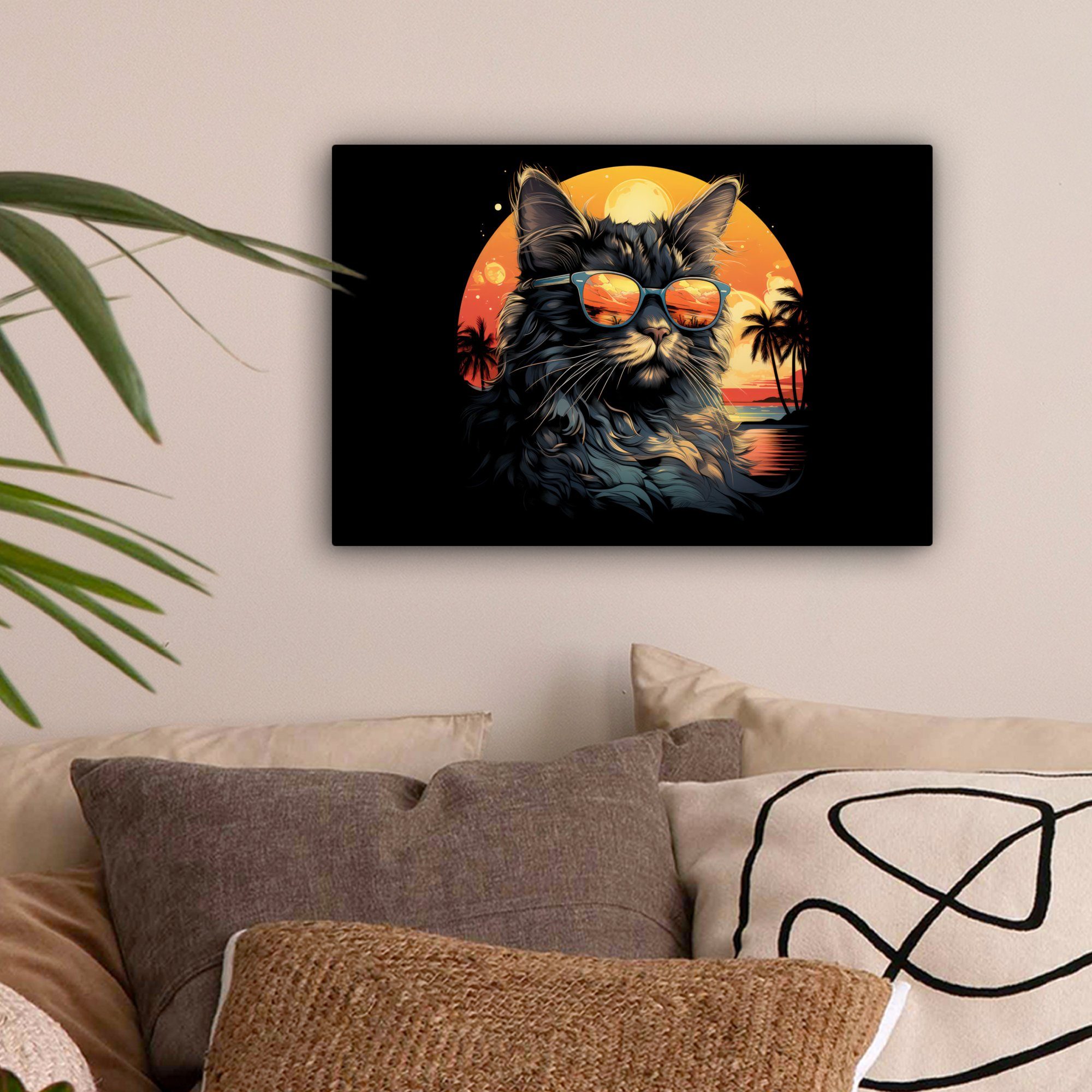 OneMillionCanvasses® Leinwandbild Retro - Katze - günstig online kaufen