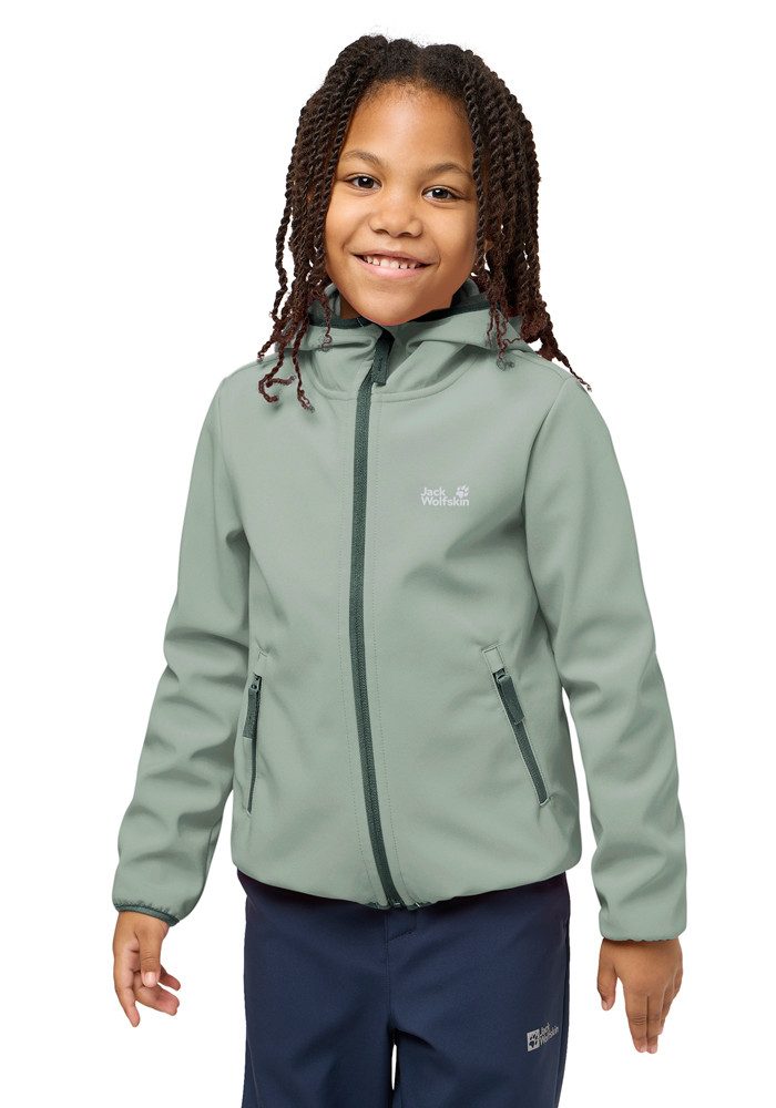 Jack Wolfskin Softshelljacke FOURWINDS JACKET KIDS mit Windschutzblende und Kinnschutz, wasserabweisend, windabweisend