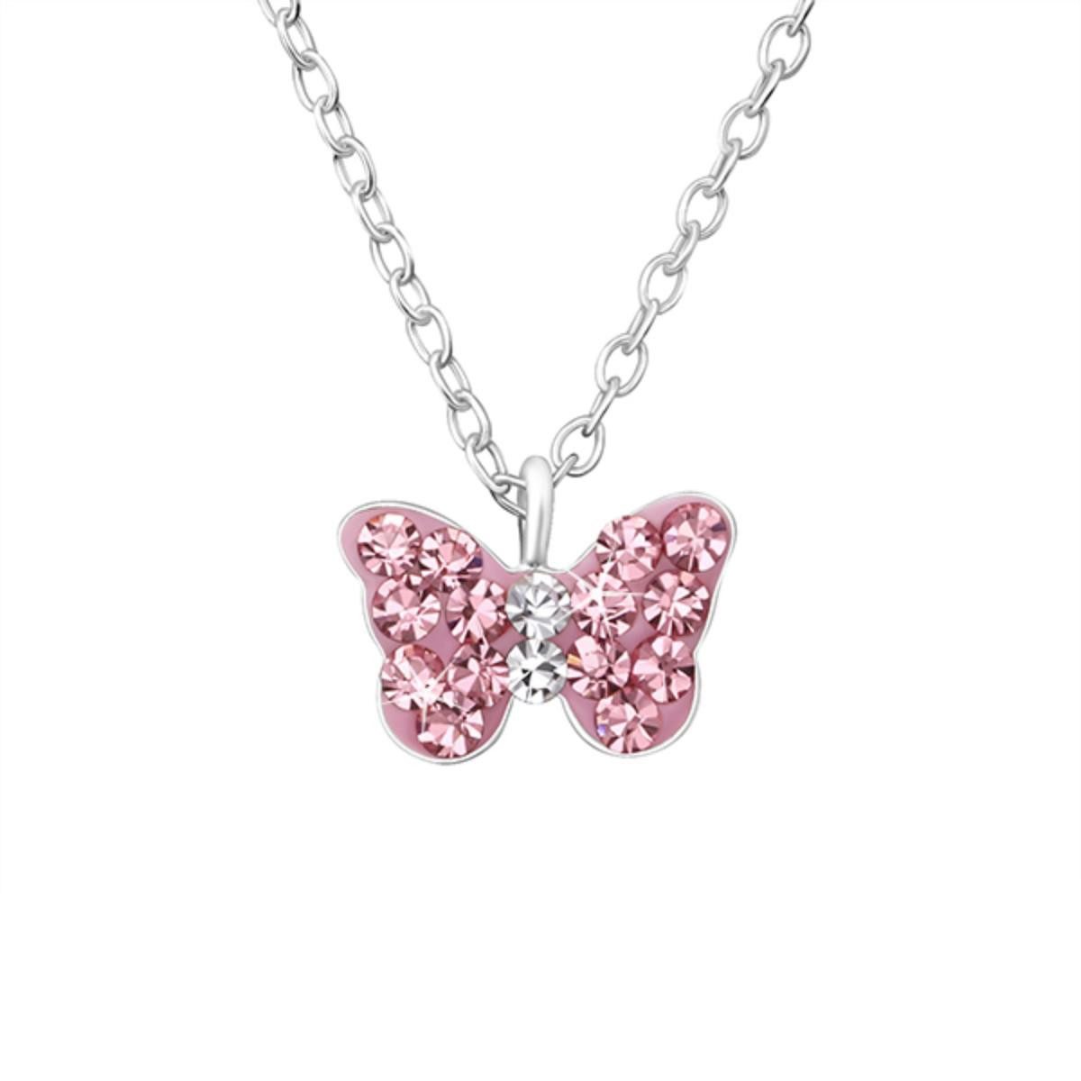 Order & Smile Schmuck Kette mit Anhänger Kette Mädchen Schmetterling: Kinderkette Silber 925, gestempelt