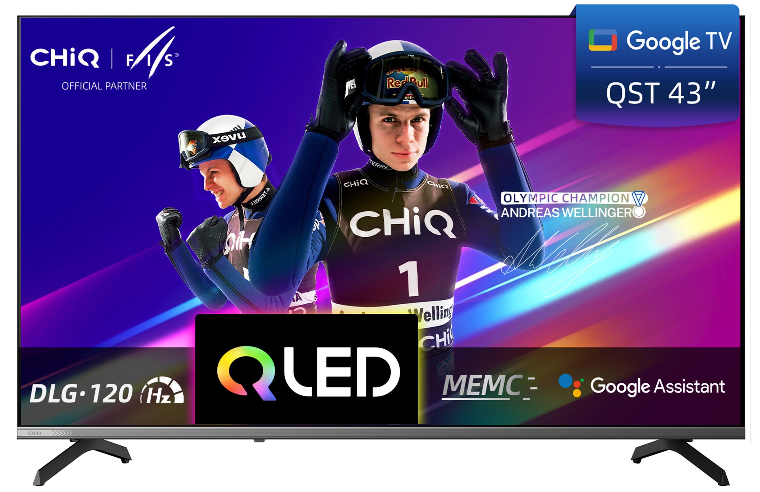 CHiQ U43QST, Google TV QLED-Fernseher (109 cm/43 Zoll, 4K Ultra HD, Smart-TV, Google TV, 4K UHD TV, QLED TV, Inkl. Streaming Content, Kompatibel mit Apple AirPlay)