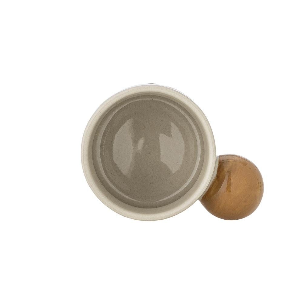 Bloomingville Tasse MINI Colorine Naturfarben mit Vogel, Steingut, Steingut, Handbemalt, Verspielt, Naturdesign Unikat Kindertasse dänisches Design