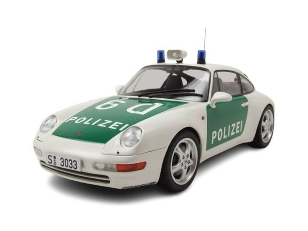 Minichamps Modellauto Porsche 911 (993) Polizei 1993 grün weiß, Maßstab 1:18