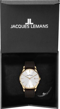 Jacques Lemans Quarzuhr London, 1-2122F, Armbanduhr, Damenuhr, Datum, gehärtetes Crystexglas