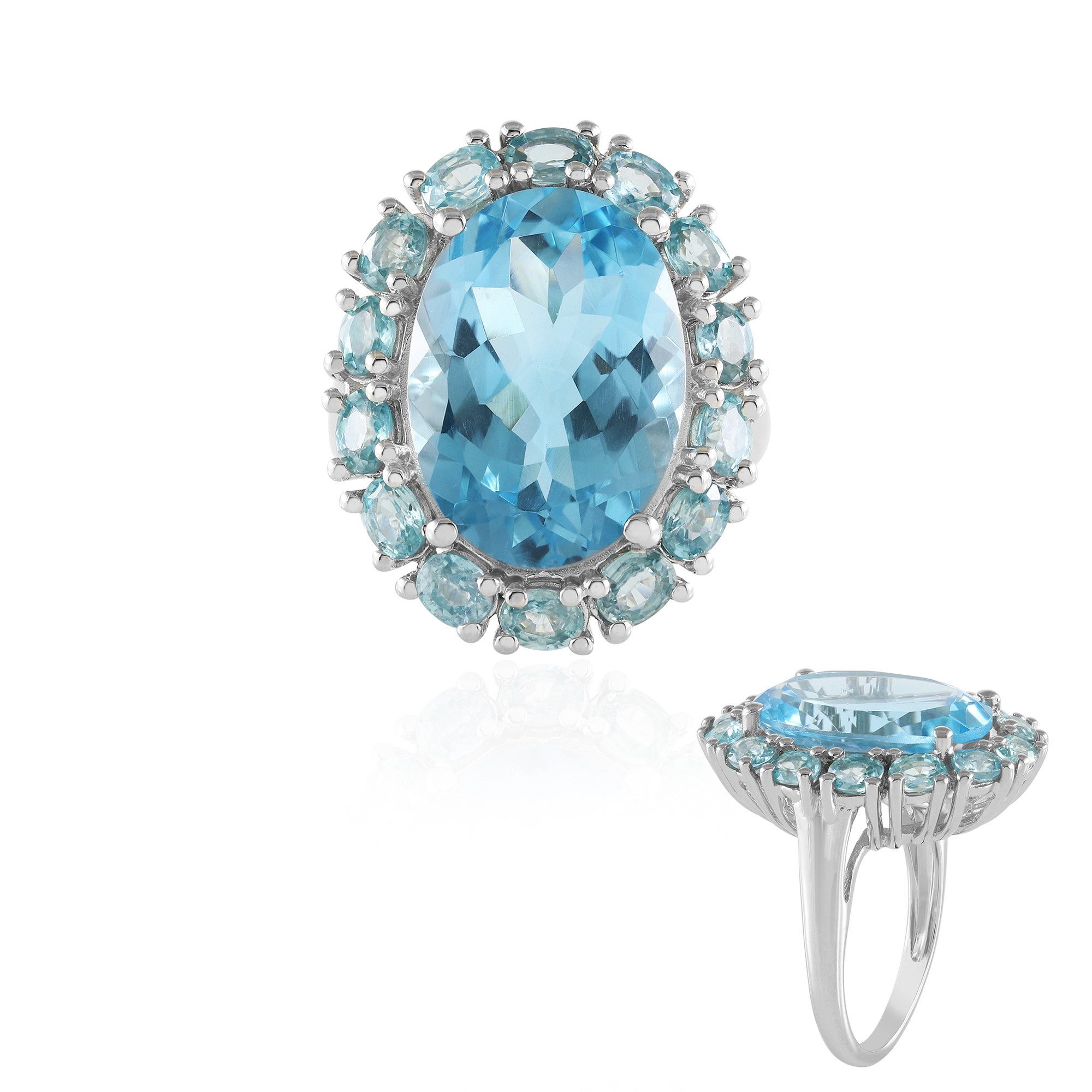 Silberring Himmelblauer Topas Silberring, Brasilien 18,493 ct