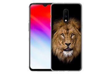 MuchoWow Handyhülle Löwe - Porträt - Schwarz - Tiere, Phone Case, Handyhülle OnePlus 7, Silikon, Schutzhülle