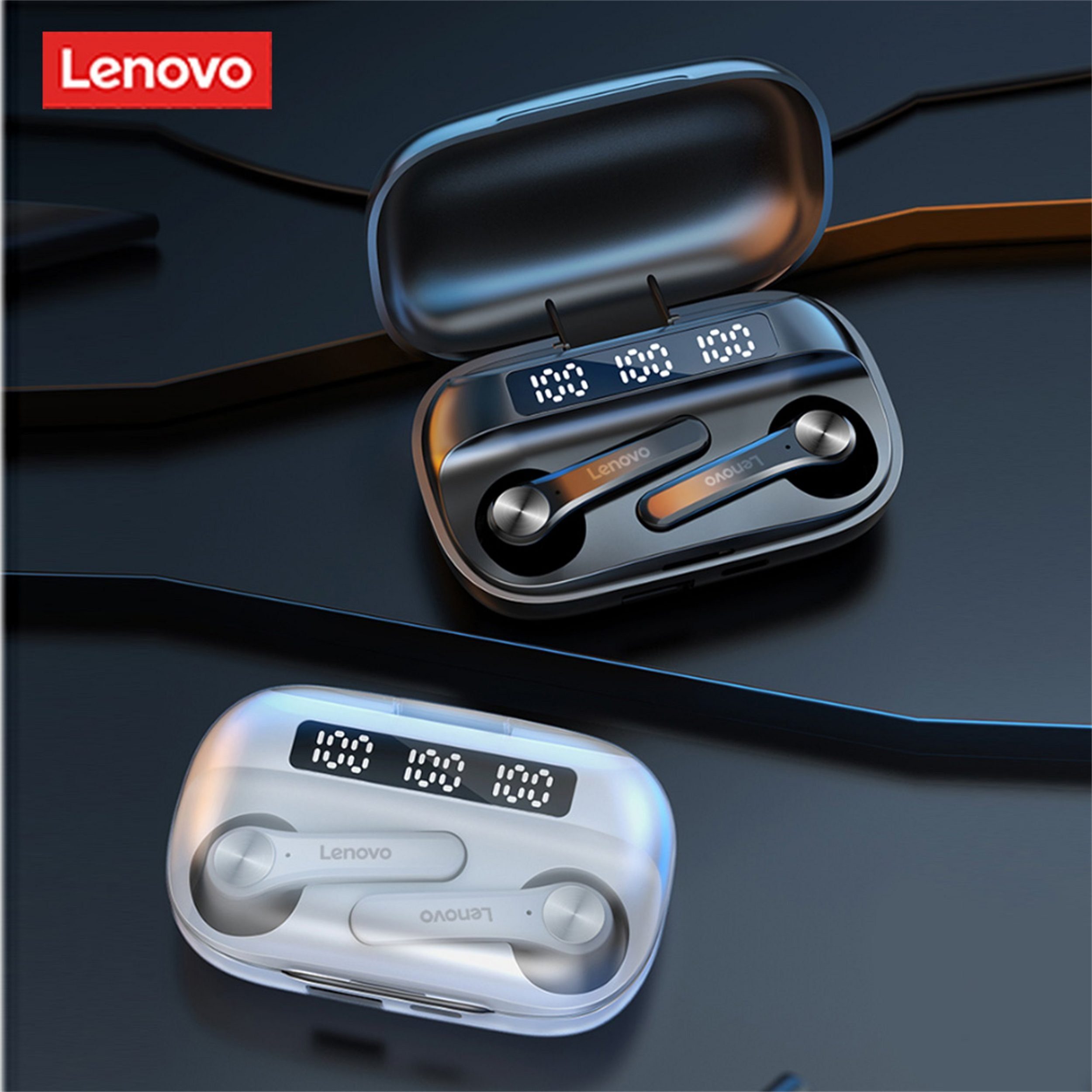 Stereo-Ohrhörer 5.0, kabellos, - Touch-Steuerung Lenovo 300 mAh mit (True Kopfhörer-Ladehülle Bluetooth mit Siri, Weiß) QT81 Bluetooth-Kopfhörer Wireless,