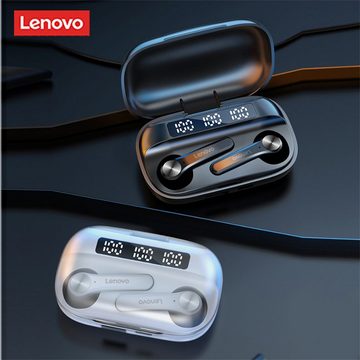 Lenovo QT81 mit Touch-Steuerung Bluetooth-Kopfhörer (True Wireless, Siri, Bluetooth 5.0, kabellos, Stereo-Ohrhörer mit 300 mAh Kopfhörer-Ladehülle - Weiß)