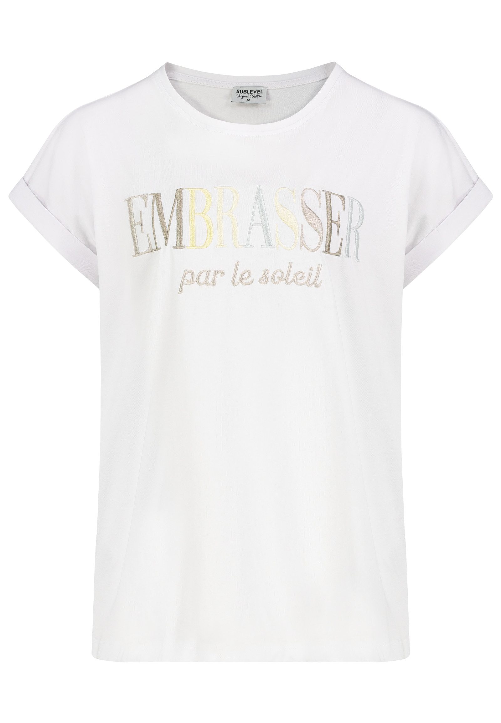 SUBLEVEL Kurzarmshirt Damen Leichtes Sommer Shirt T-Shirt V-Neck Basic-Shirt V-Ausschnitt