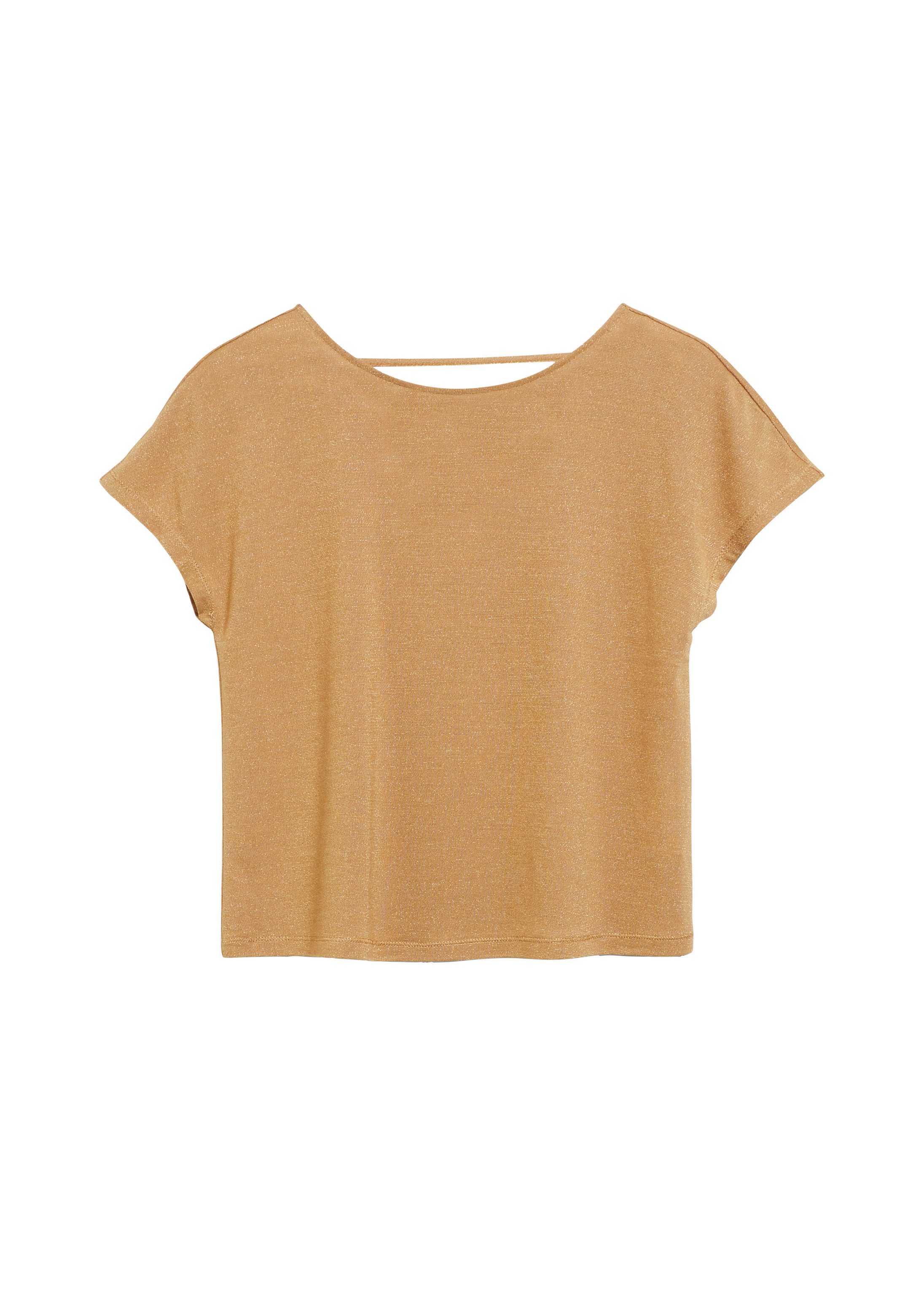 s.Oliver Kurzarmshirt T-Shirt Schimmerndes Jersey-T-Shirt mit Rückenausschnitt