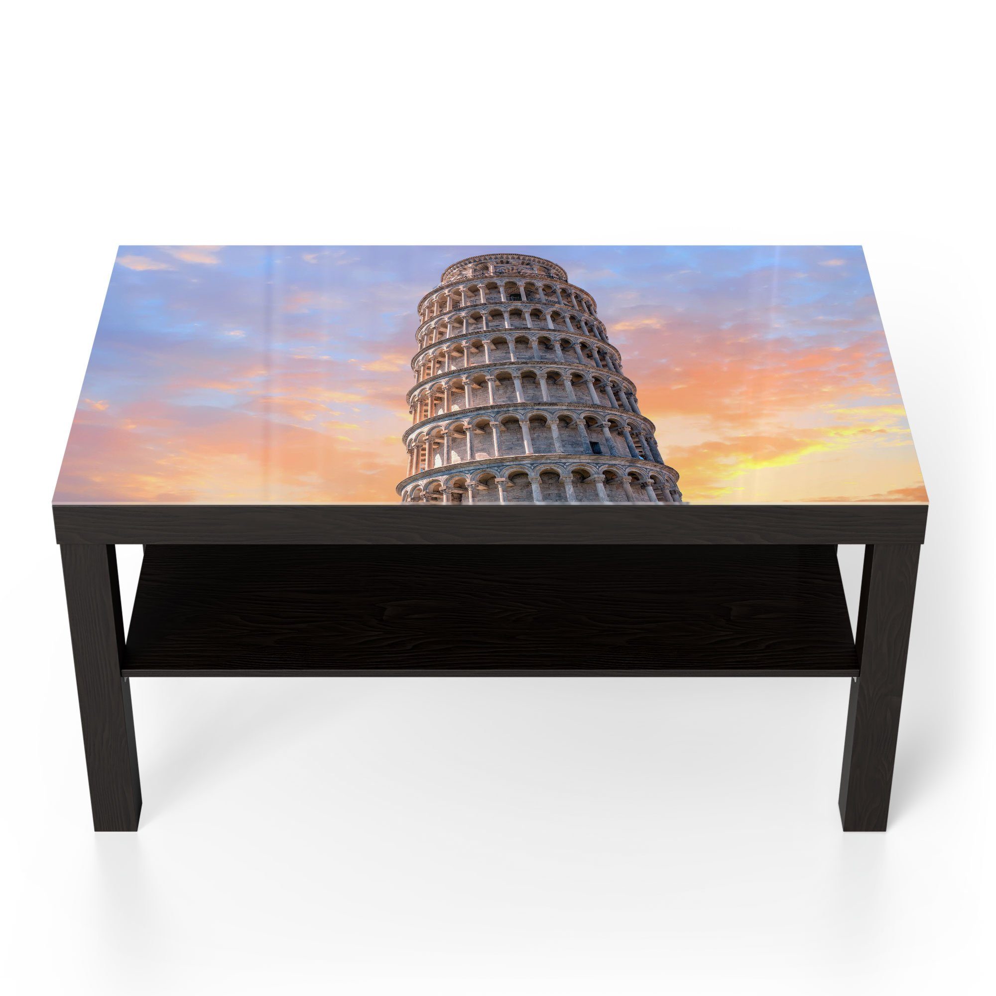 DEQORI Couchtisch 'Der Schiefe Turm von Pisa', Glas Beistelltisch Glastisch modern Schwarz
