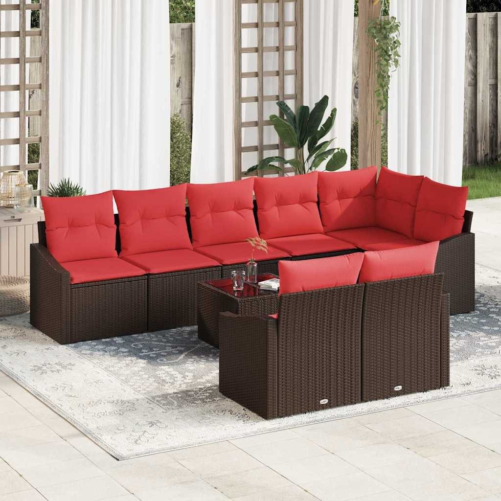 vidaXL Gartenlounge-Set Sofa Set 9 Stk. Braun [Synthetisch]: Poly Rattan, (9-tlg)