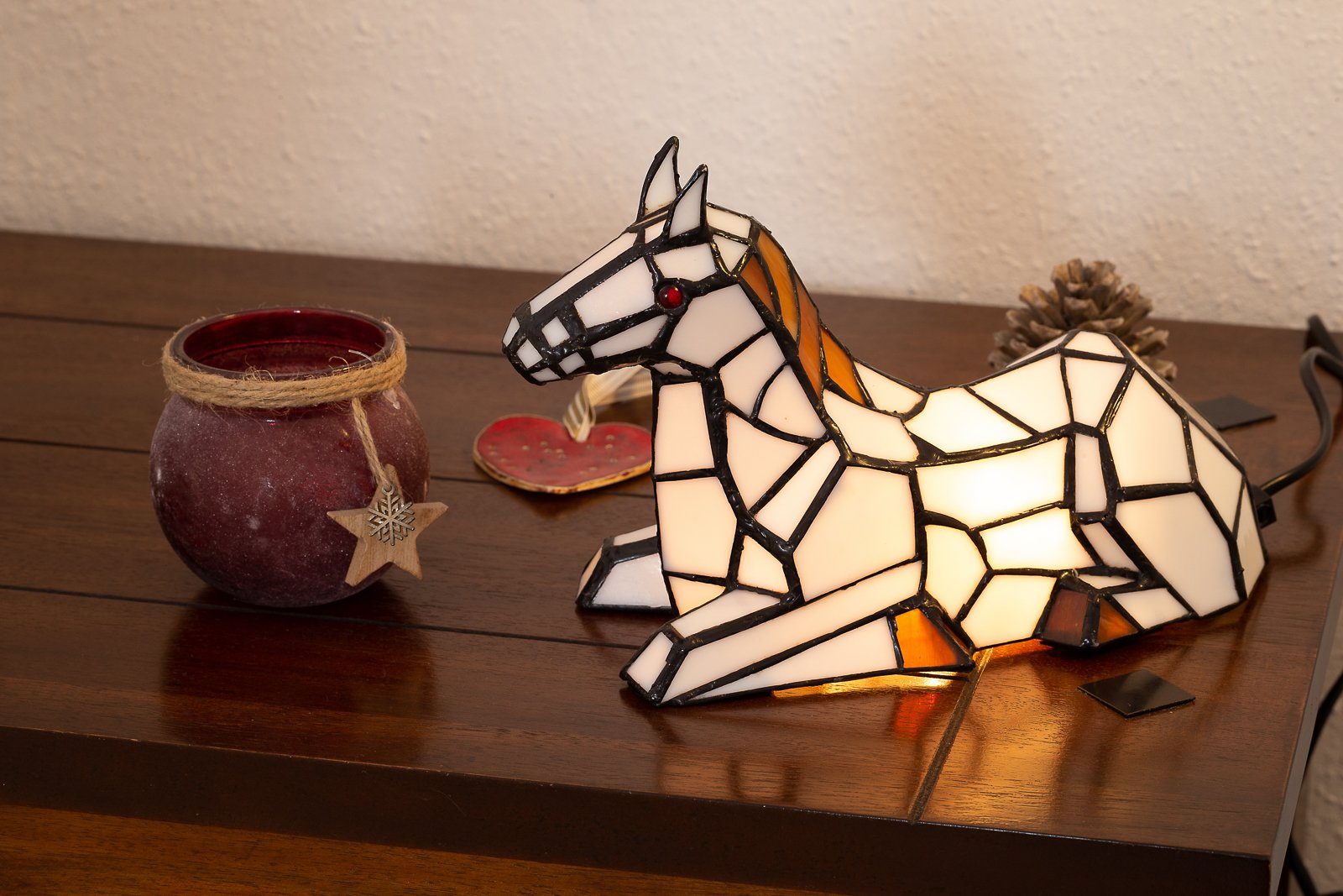 Lampe Tif163 Style Tiffany Birendy Pferd BIRENDY Dekorationslampe Tischlampe Stehlampe