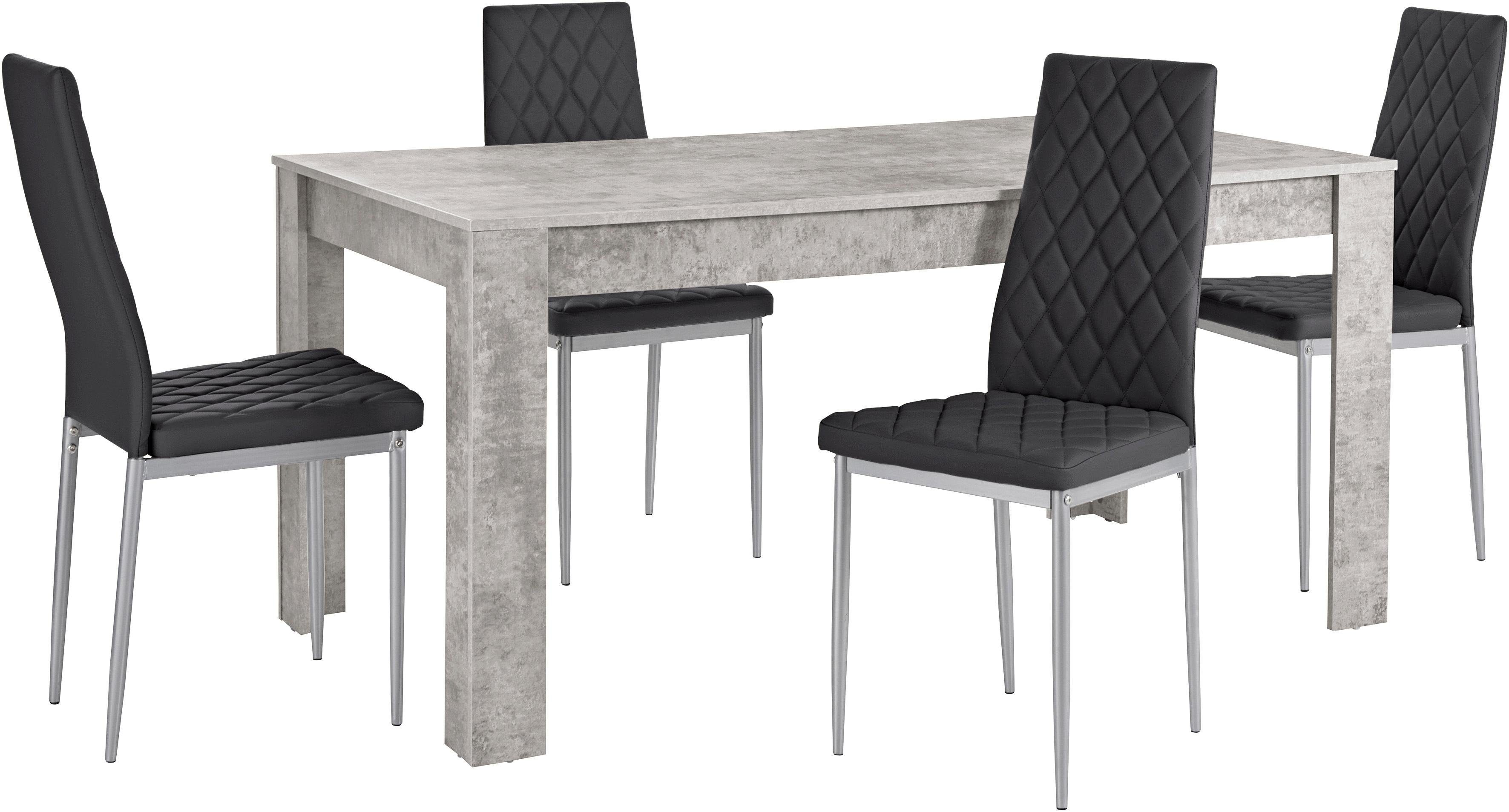 OTTO home Essgruppe Lynn160/Brooke, (Set, 5-tlg), Tisch mit 4 Stühlen