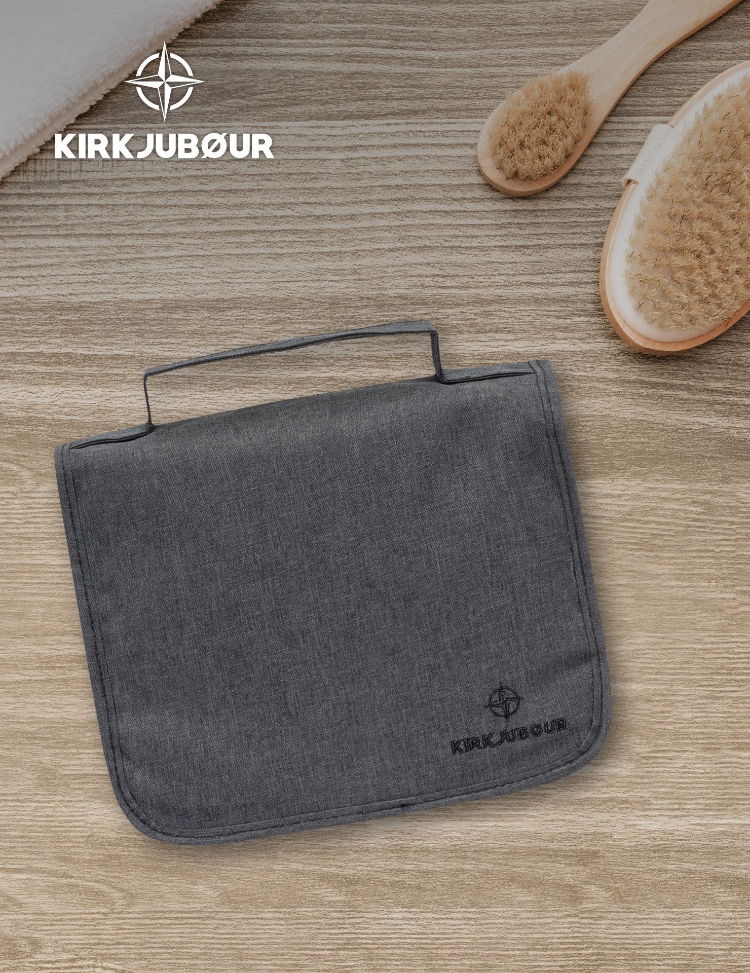 KIRKJUBOUR Kulturbeutel "Rejser" Outdoor Kulturtasche, mit Haken zum Aufhängen, optimal für Reisen und Ausflüge