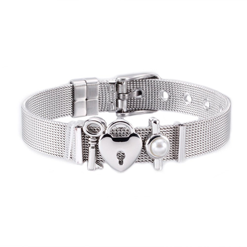 Mesh inkl. Armband (Armband, poliert Heideman Charms Geschenkverpackung), austauschbar sind Silberfarben Armband Poliert