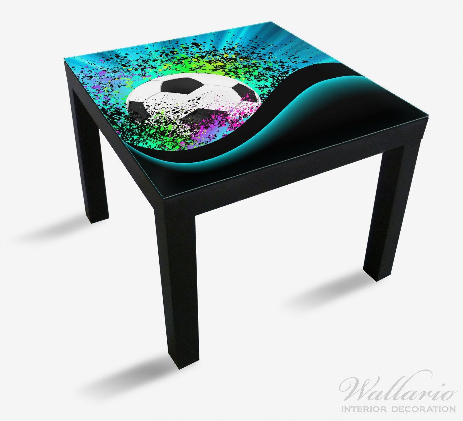 und Wellen Fußball (1 Regenbogen Wallario Tischplatte Lack Ikea blau für - Tisch Design in geeignet St),