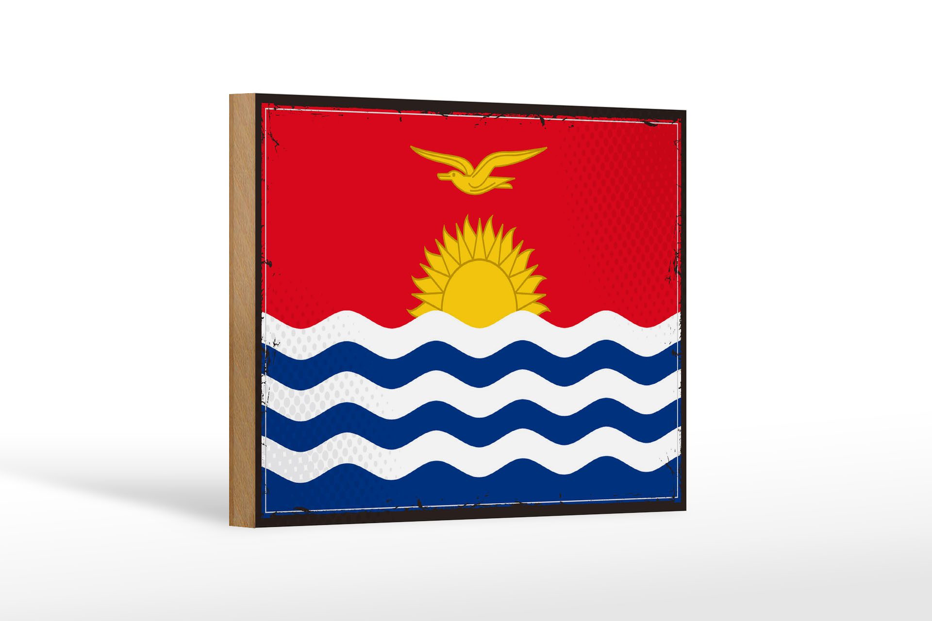 Femer GmbH Holzbild Flagge Kiribatis 18x12cm Retro Flag of Kiribati, Flaggen (1 St), Glatte Holzfaserplatte (MDF), vorn beschichtet