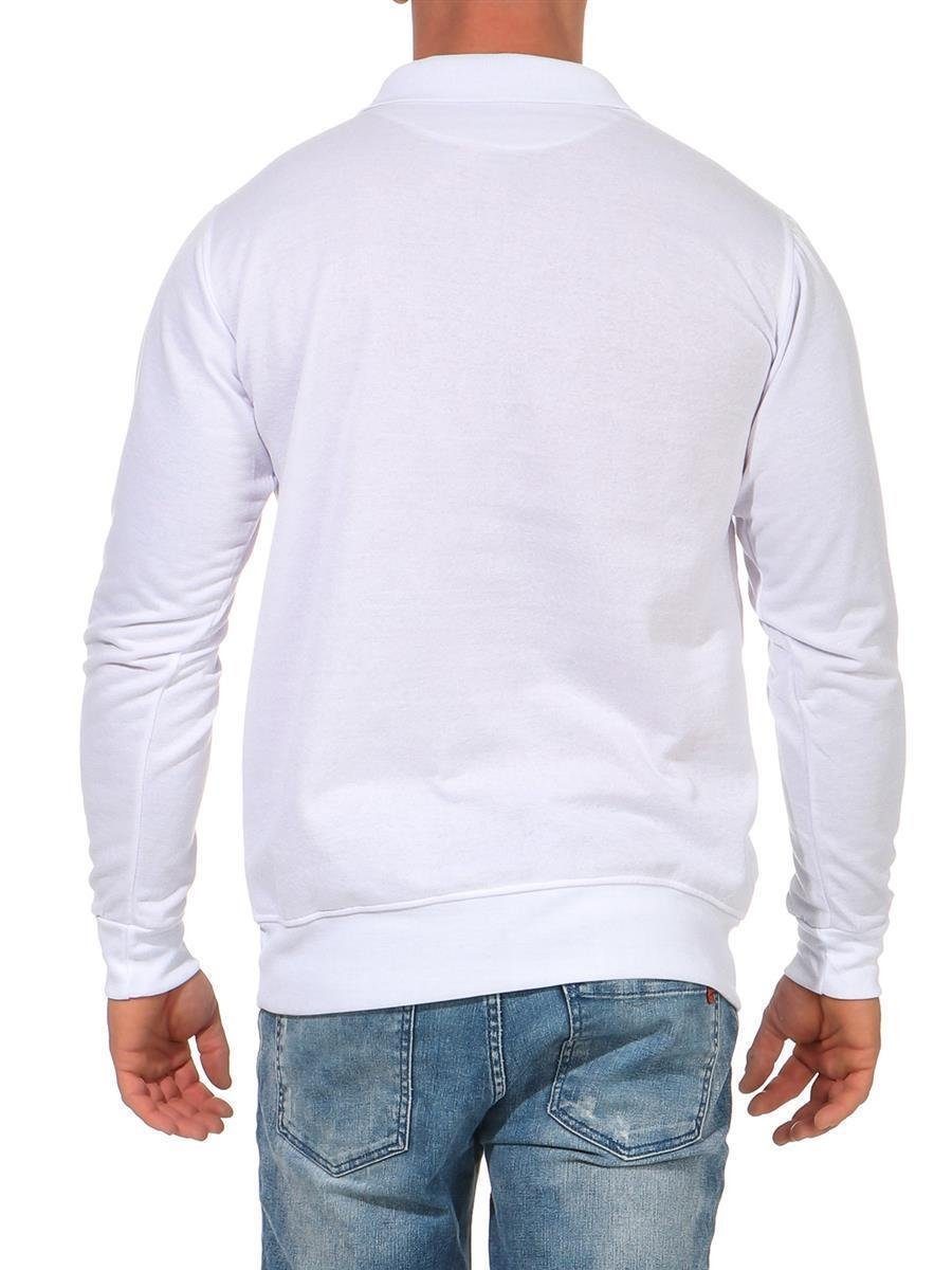 EloModa Poloshirt Langarm Weiß M Herren (1-tlg) L XXL Polo Shirt XL Longsleeve