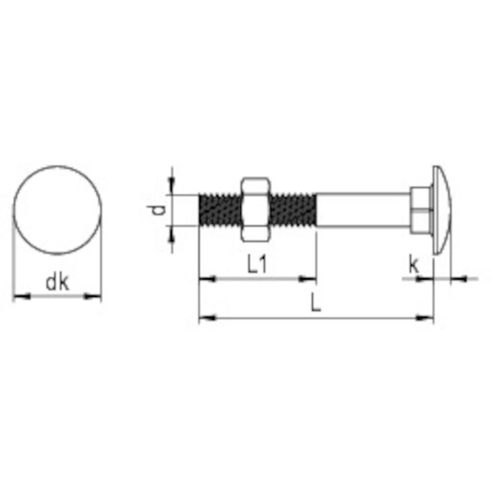 REISSER-Schraubentechnik GmbH Schlossschraube Schloßschrauben verzinkt 8 x 100 Paket 50 Stück DIN 603, (50 St)