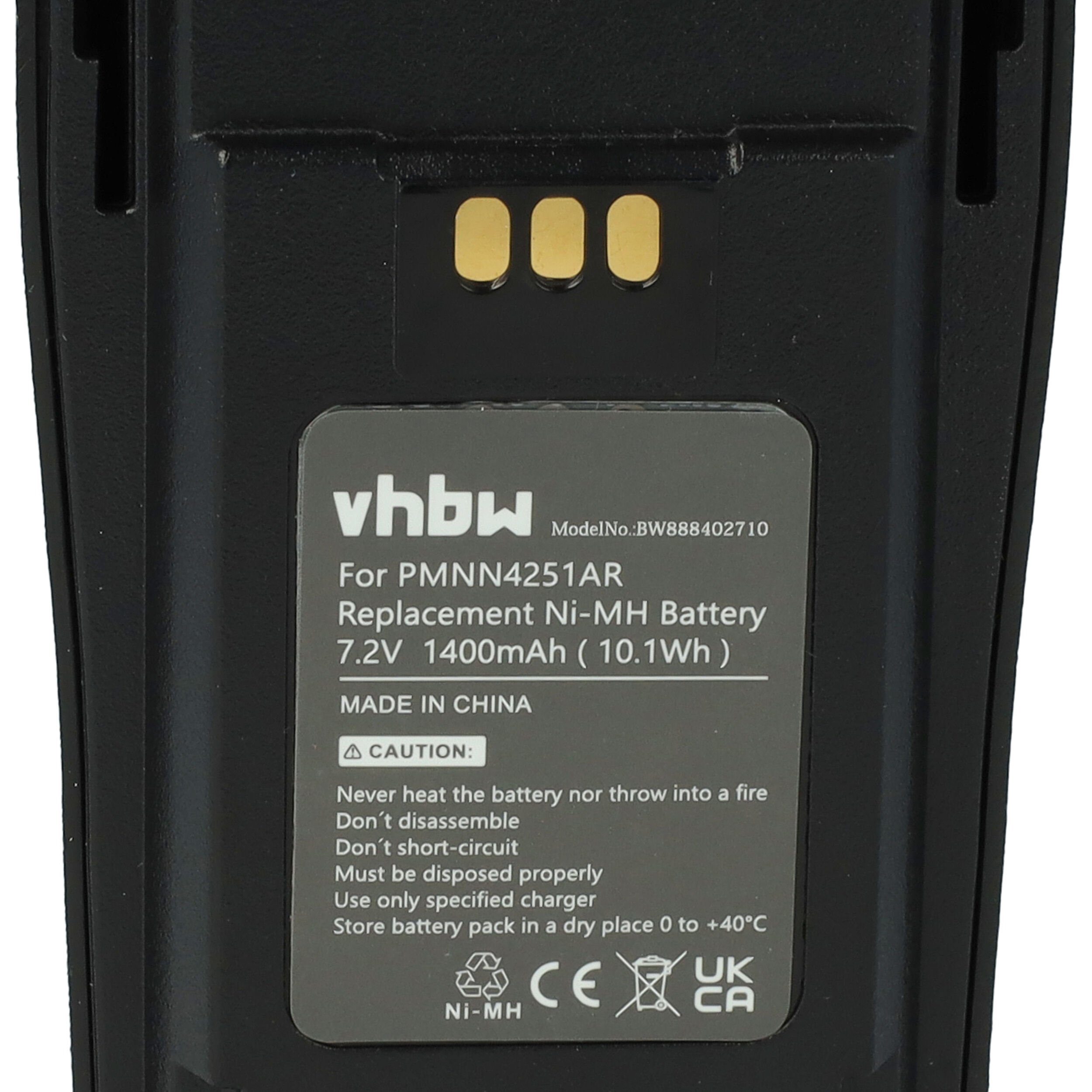 vhbw PMNN4251AR NiMH Ersatz für V) für mAh 1400 Akku (7,2 Motorola