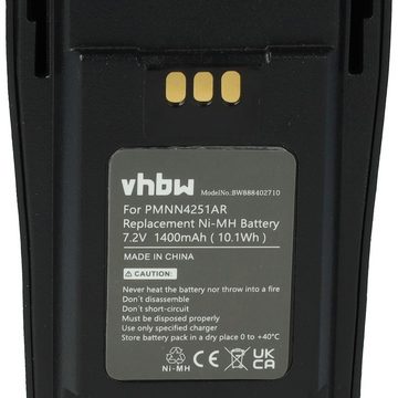 vhbw kompatibel mit Motorola DP1400, CP040 Akku NiMH 1400 mAh (7,2 V)