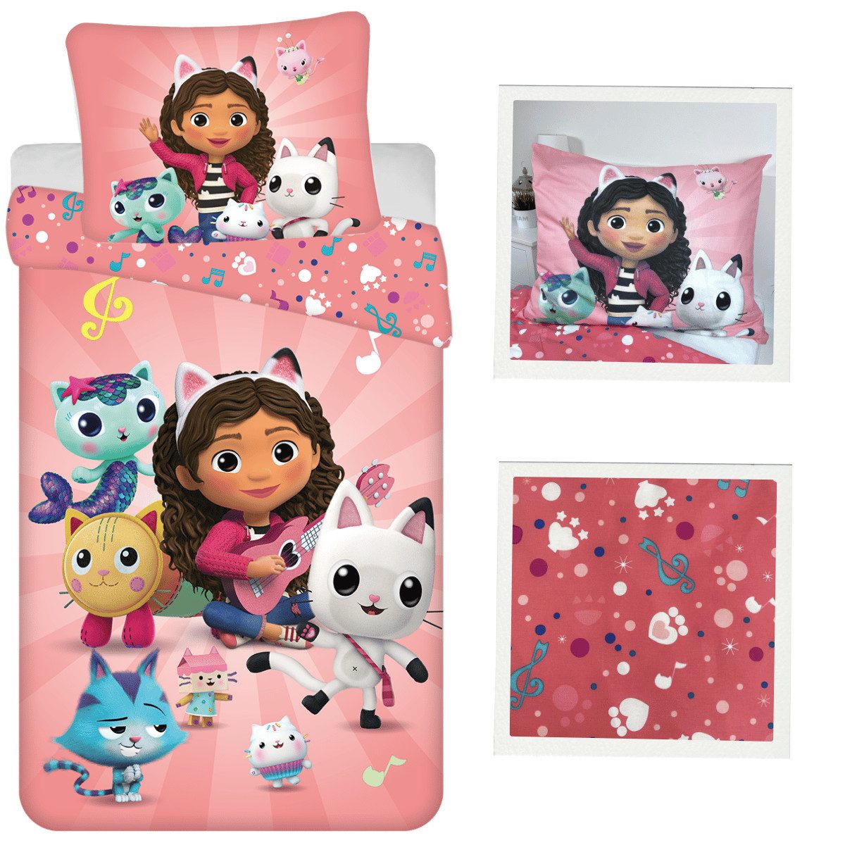 Dreamworks Gabby’s Dollhouse Wendebettwäsche Kinderbettwäsche Gabby’s Dollhouse, Wende-Bettbezug, Baumwolle 140x200, Baumwolle, 2 teilig, Wendbar mit 2 Motiven, Offiziell lizenziertes Design