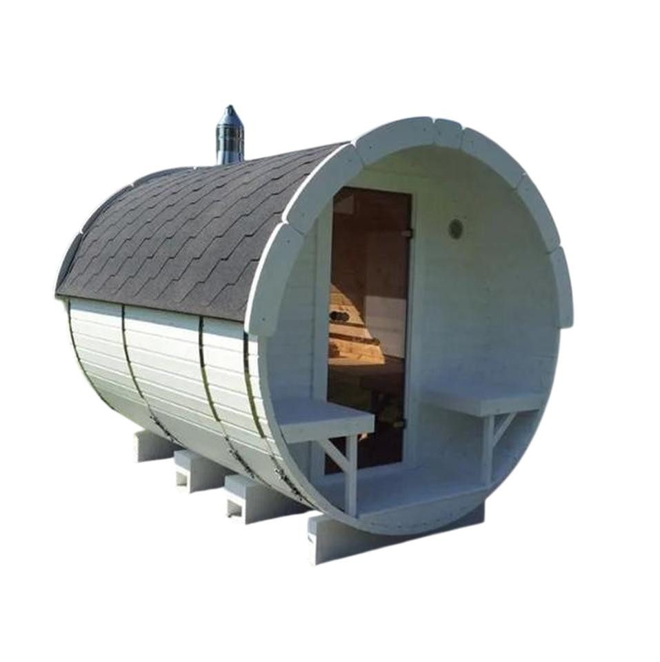 JVmoebel Fasssauna Holzfass Sauna für den Garten mit Edelstahl-Elementen, (1-St) Made in Europe