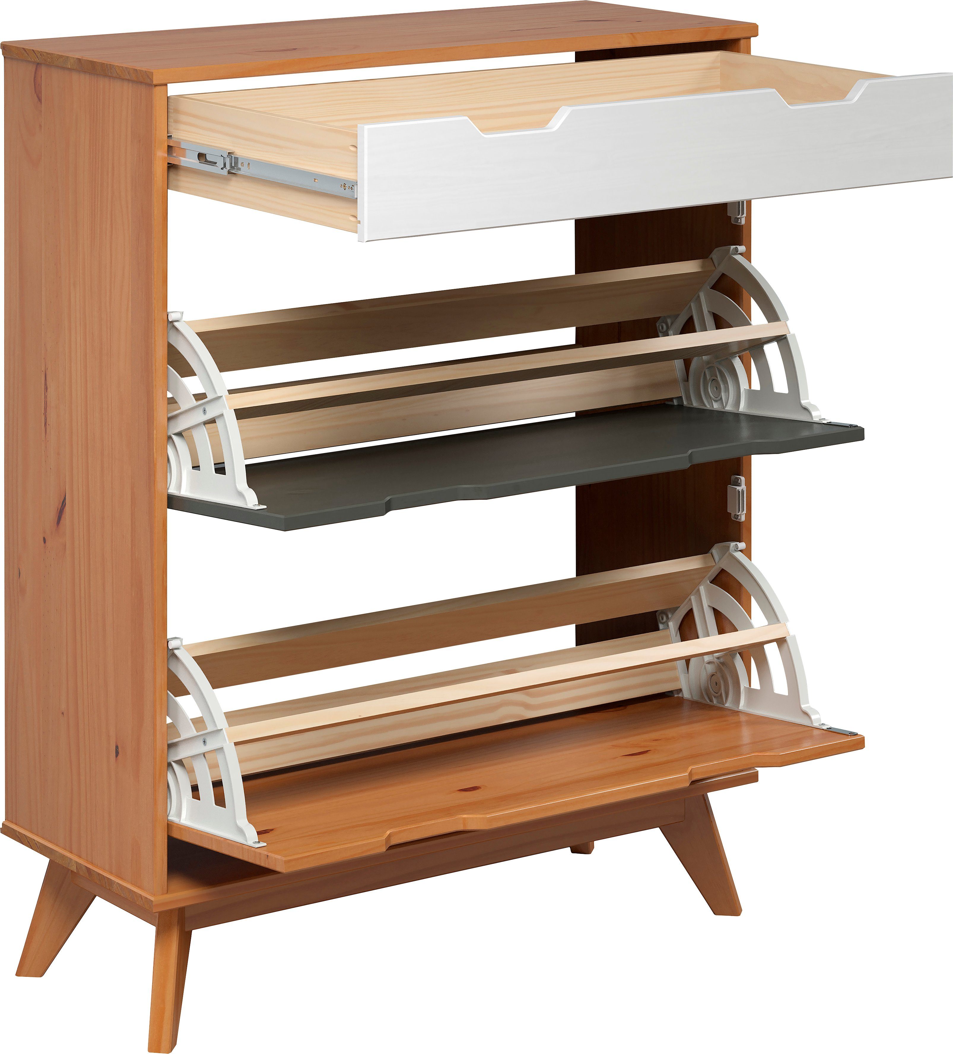 INTER-FURN Schuhschrank Scandik kleiner Schuhschrank mit 2 Klappen