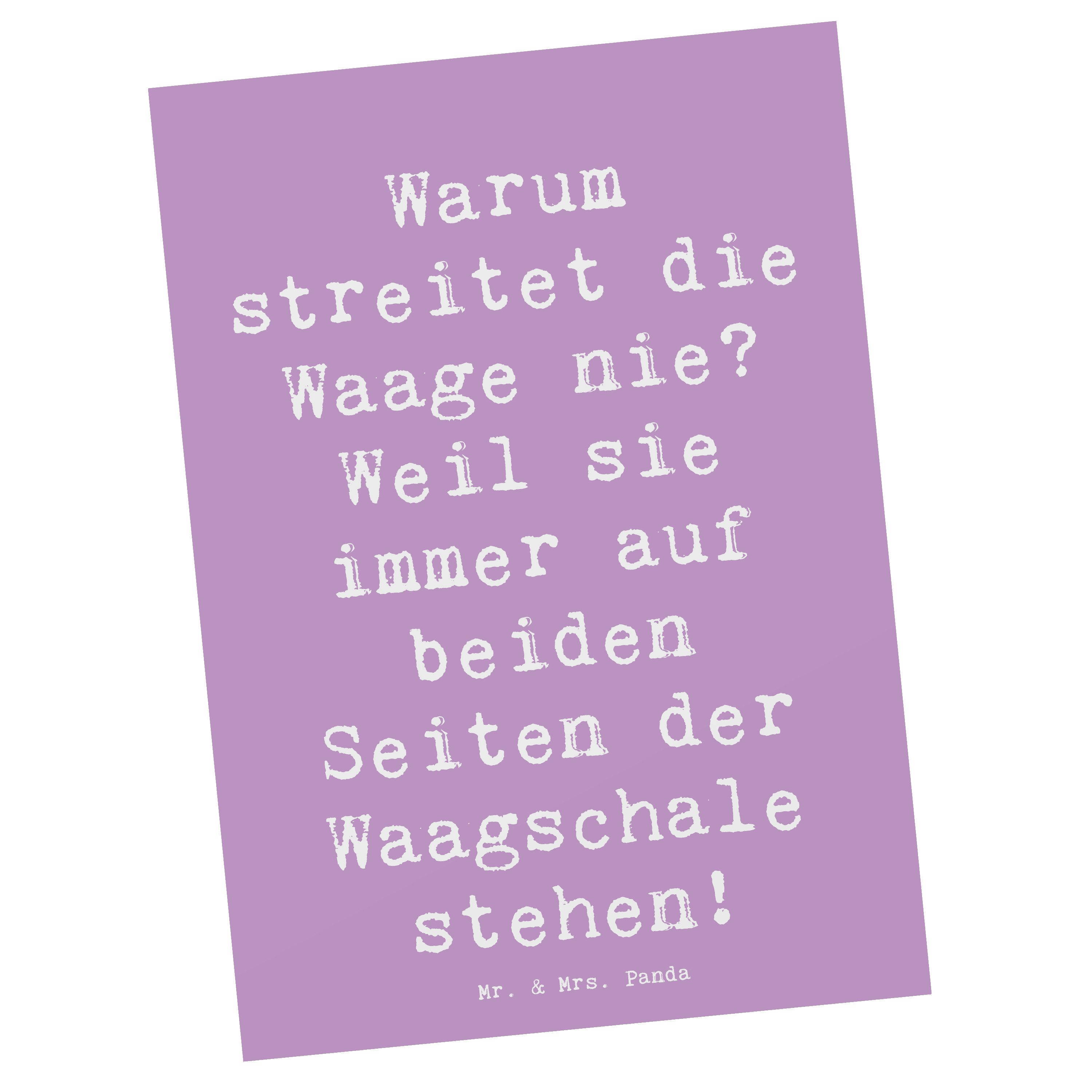 Mr. & Mrs. Panda Postkarte Spruch Waage Harmonie, Ansichtskarte, Lavendeltraum, Gerechtigkeit, P