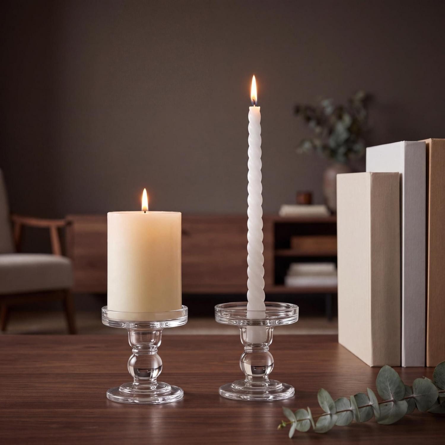 LuxusKollektion Tischkerzenhalter Kerzenhalter Kristallglas 8cm Klar