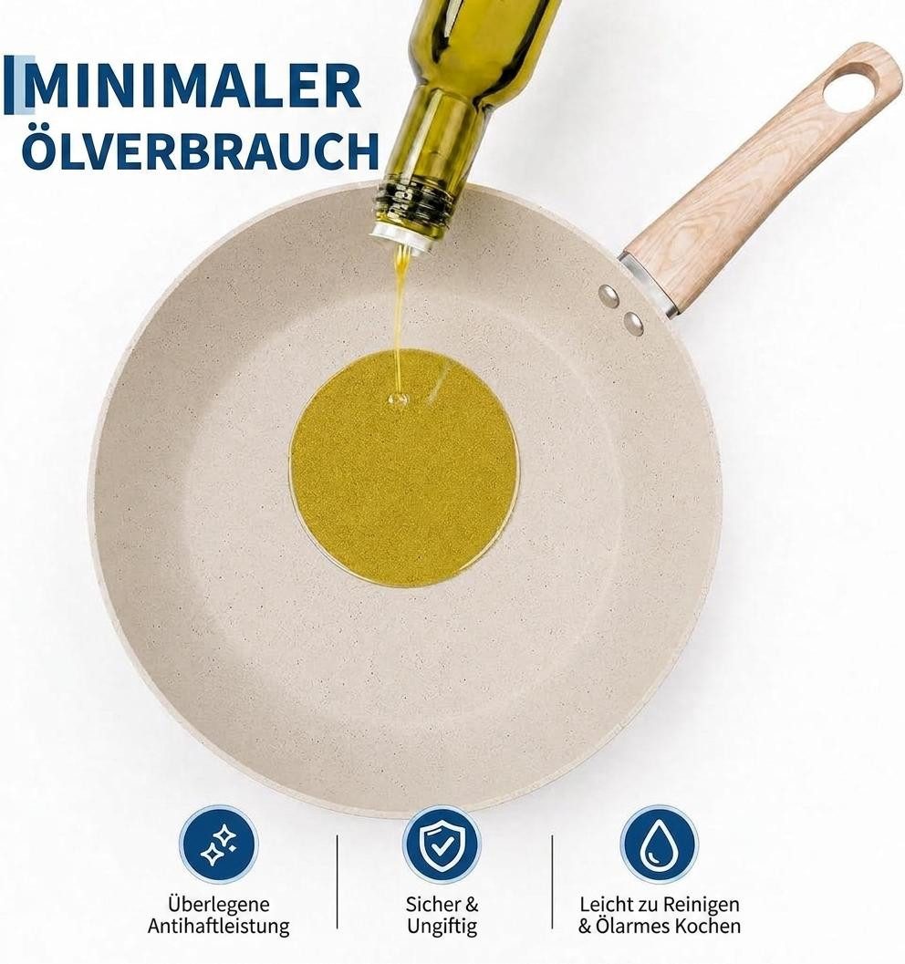 GarveeMore Topf-Set Keramik-Topfset 14/21tlg. antihaft, abnehmbare Griffe, für Induktion, Aluminium (Set, 21-tlg., Pfannen, Töpfe, Deckel & praktischem Zubehör) – Bild 3 von 5